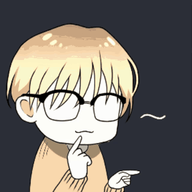 a cartoon of a person wearing glasses and a sweater