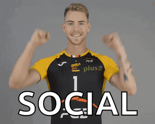 a man wearing a black and yellow jersey with the number 1 and the word social
