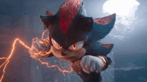 shadow the hedgehog from the movie sonic the hedgehog is holding a lightning bolt .