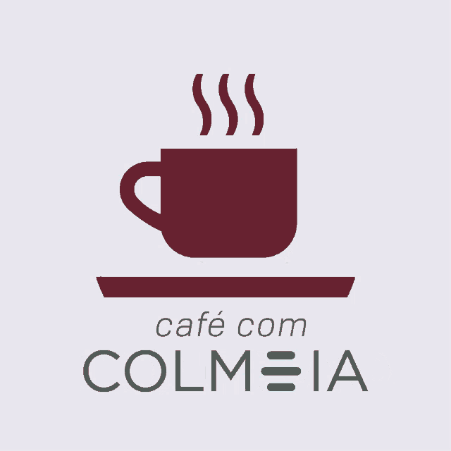 a cup of coffee with steam coming out of it and the words pegue sua xicara e fique a vontade