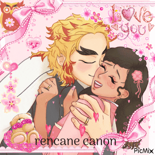 a picture of a man kissing a woman with the name rencane canon written on the bottom