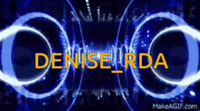 the name denise is on a blue background with circles