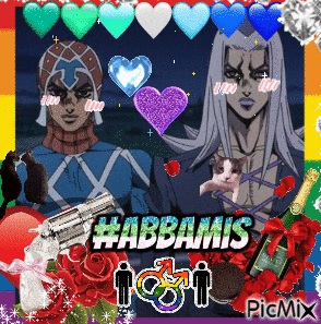 a picture of two anime characters with the words #abbamis written on it