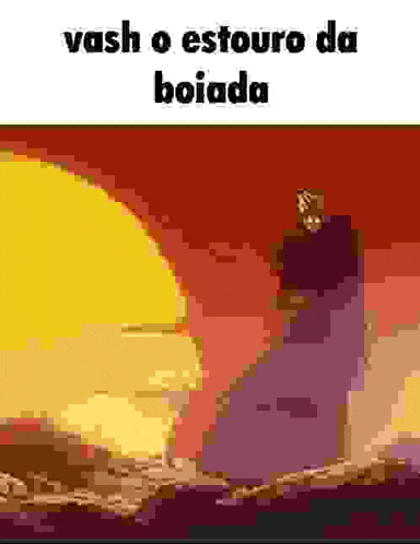 a pixel art of a sunset with the words `` vash o estouro da boiada '' .