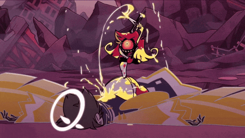 a cartoon drawing of a devil with a sword