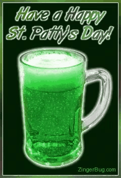 a greeting card for st. patty 's day with a green beer mug