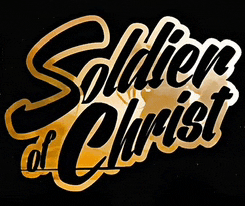 a logo for soldier of christ with a black background