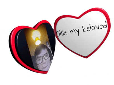 ollie my beloved is written on a heart with a picture of a person
