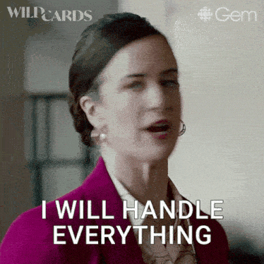a woman says i will handle everything in a purple jacket