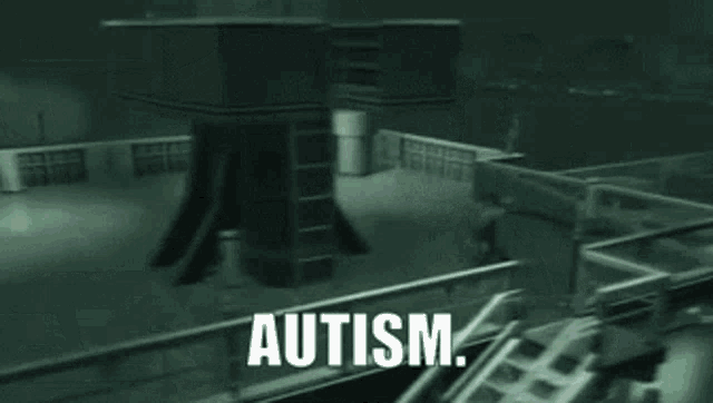 a video game scene with the word autism on the bottom right