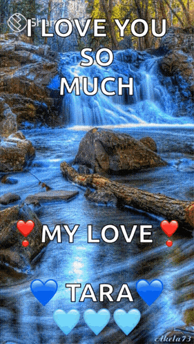 a waterfall with the words " i love you so much my love tara " on it