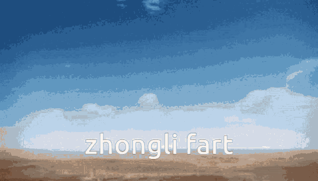 zhongli fart is written on a blue background