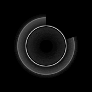 a black and white circle with a white line around it