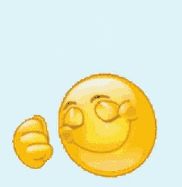 a yellow smiley face is giving a thumbs up sign