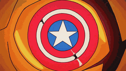 a red white and blue circle with a white star in the center