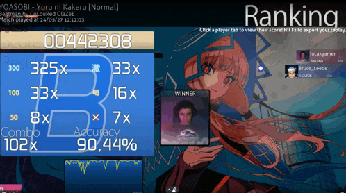 a screenshot of a video game with a girl and the words ranking