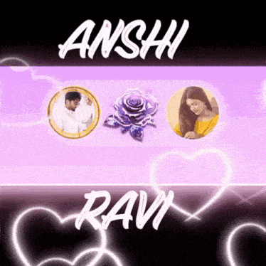 a purple background with the name ansh and ravi