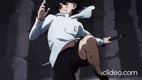 a cartoon of a shirtless man with a bloody chest is displayed on clideo.com