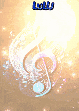 a treble clef is surrounded by music notes and the word lulu is on the bottom