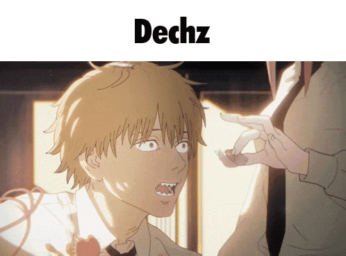 a picture of a person with the word dechz on top