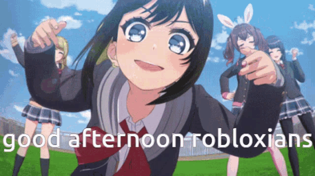 a picture of a girl with the words good afternoon robloxians above her