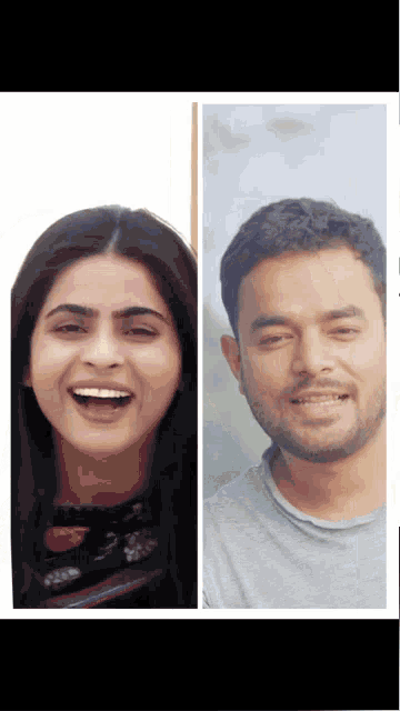a man and a woman are smiling for a picture together