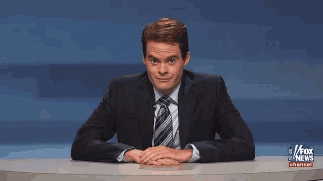 a man in a suit and tie says scared and horny on a fox news channel