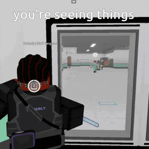 a screenshot of a video game with the words " you 're seeing things " at the top
