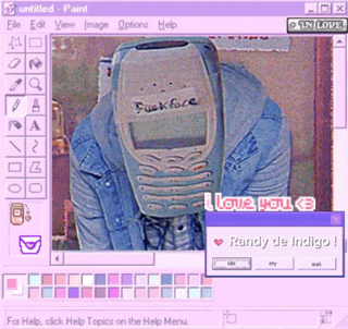 a computer screen with a cell phone on it that says fuck face