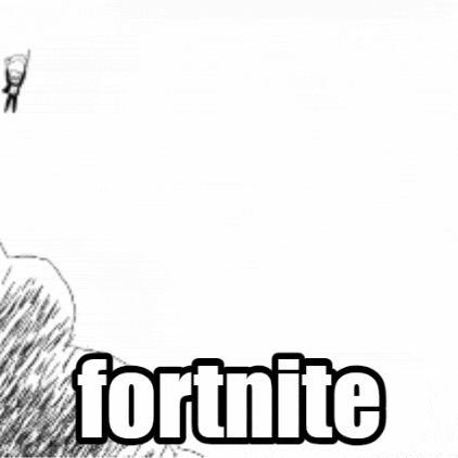 a black and white drawing of a person holding a stick with the word fortnite on it .
