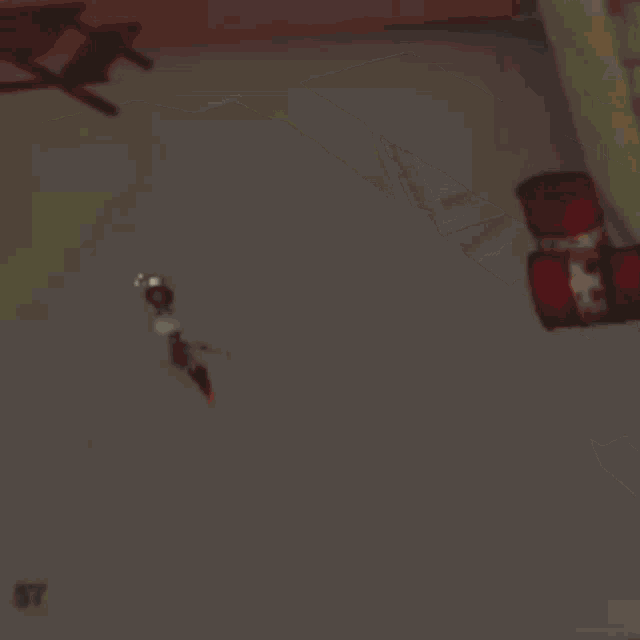 a person is playing a video game with a large orange ball of lava .