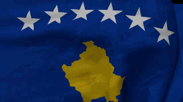 a blue and yellow flag with white stars