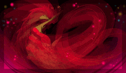a painting of a woman in a red dress surrounded by a red swirl