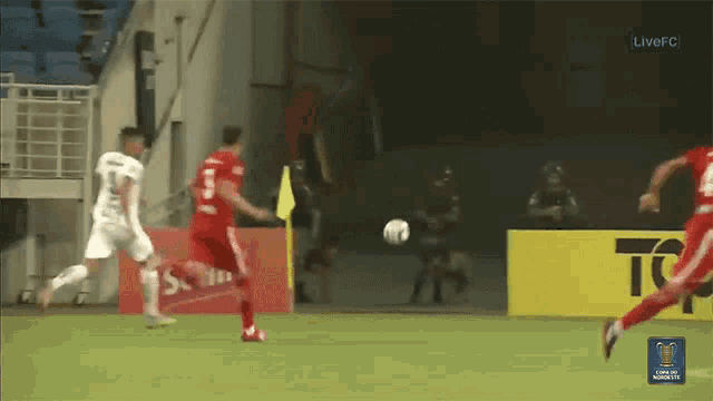 a soccer game is being played on a live channel