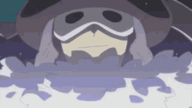 a cartoon character is wearing a mask and hat