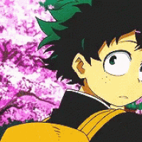 a close up of a cartoon character with green hair and a yellow backpack .