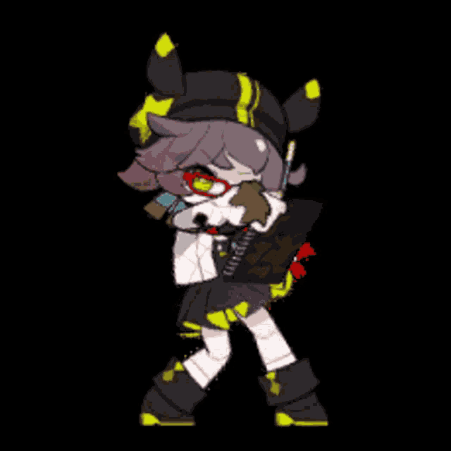 a cartoon character with horns and glasses holds a book