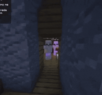 a group of minecraft characters are standing in a room talking to each other and one of them says " pero el "