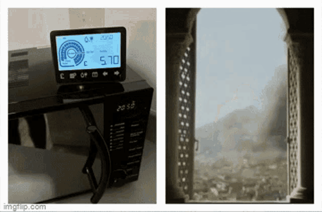 a picture of a microwave and a picture of a door
