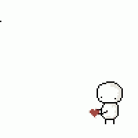 a pixel art of a man with a heart on his foot and the words `` and now it 's in pieces because of yall ''