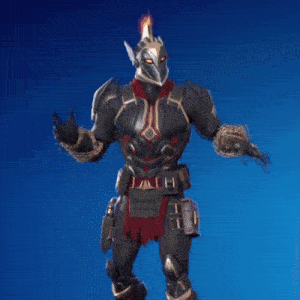 a knight in armor is dancing in front of a blue background in a video game .