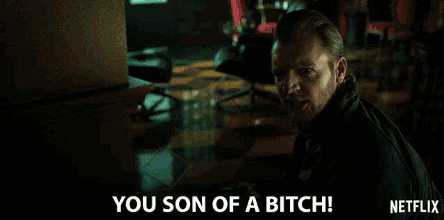 a netflix ad shows a man with a beard and the words you son of a bitch