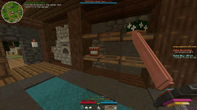a screenshot of a minecraft game shows a person holding a sword in a room