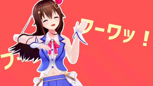a girl in a blue dress with a star in her hair is smiling and waving