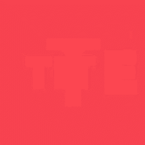 a red letter t on a white background
