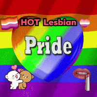 a rainbow heart with the words hot lesbian pride