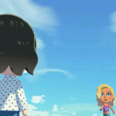 a boy and a girl are standing next to each other in a video game .