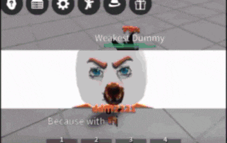 a screenshot of a video game with a weakest dummy on the screen