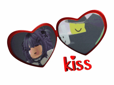 a picture of a girl in a heart shaped mirror with the word kiss on the bottom