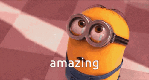 a yellow minion wearing goggles and the word amazing
